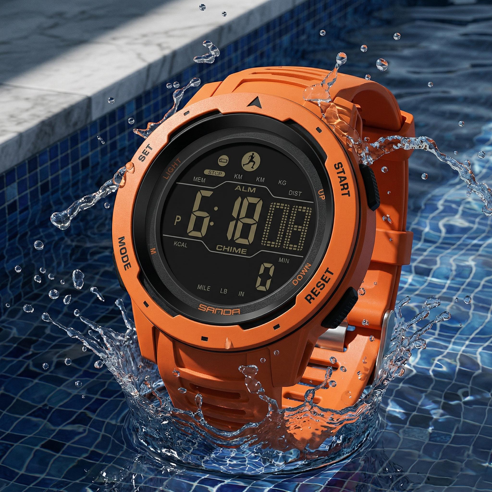 Men's Digital Watch Waterproof Pedometer Watches Sport Watch Step Counter Calorie Military Watch with Stopwatch Alarm LED Backlight Countdown