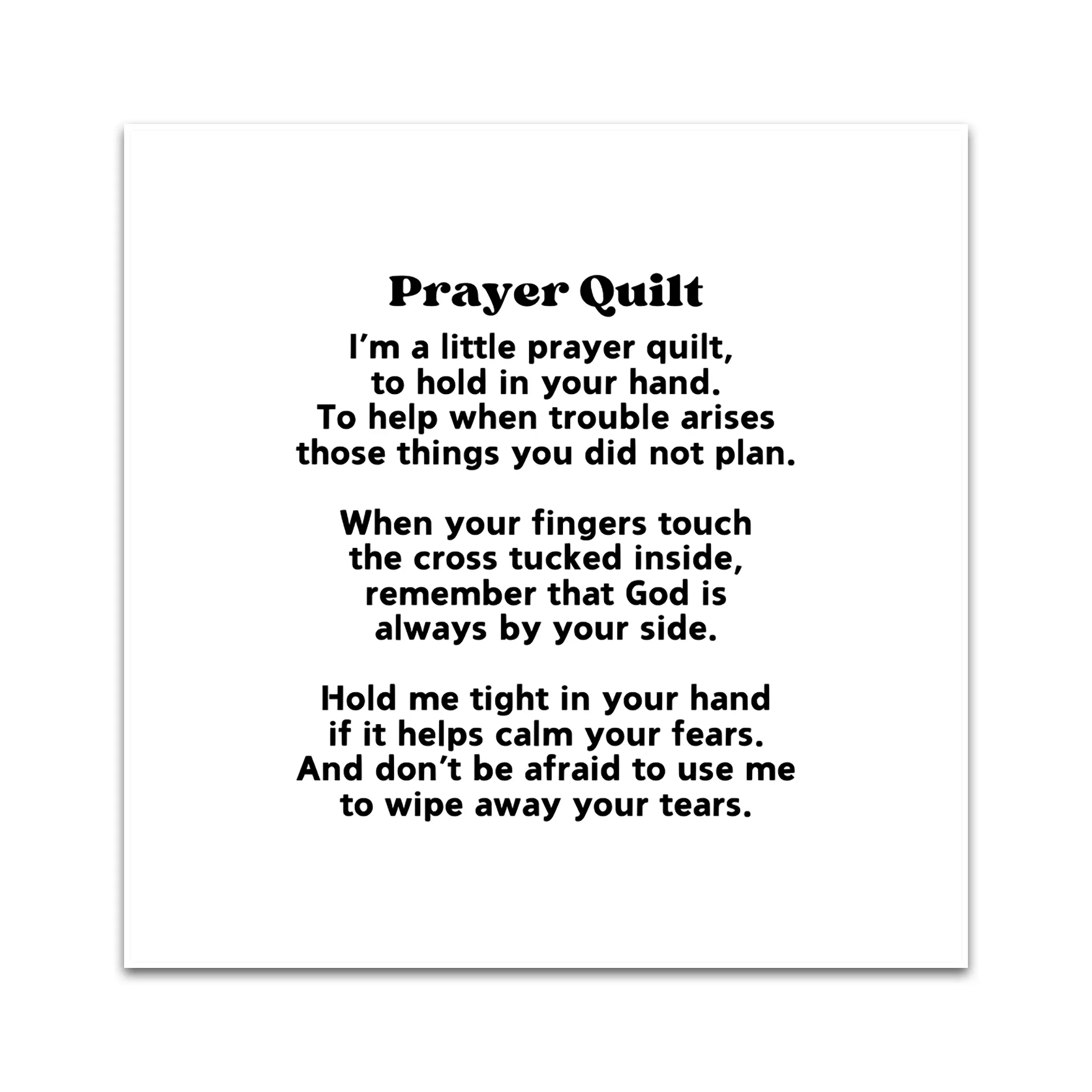 Precut 3” Pocket Prayer Quilt Poem Labels – Christian Fabric Quilt Squares for Sewing & Crafting - Pack of 1, 5 or 30