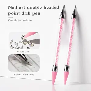 Multifunctional Nail Art Tool Set with Wax Tip, Dual Head Rhinestone Pen, Crystal Pick Up Stick, Acrylic Crystal Stone Wax Rod, Pedicure Tool