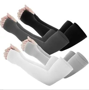 UPF50 Ice Silk Sun Protection Arm Sleeves with Thumb Hole, Unisex Cooling Compression for Cycling