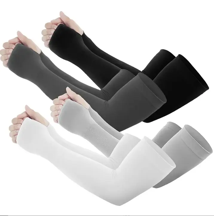 [Clearance Sale] UPF 50 Ice Silk Cooling Arm Covers with Thumb Hole, Breathable Compression Sleeves, Unisex Sporty Rashguards with Cooling Effect for Cycling, Outdoor Sports
