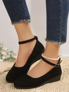 Women's Fashionable Stylish Elegant Classy Solid Color Round Toe Wedge High Heels Shoes, Casual Comfortable Breathable Shoes for Daily Wear, Lightweight Comfortable Commuter Walking Shoes