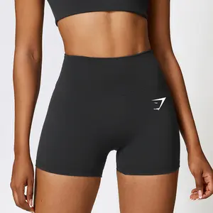 Gymshark Women's High Waist Elastic Yoga Shorts Running Workout Shorts for Outdoor Fitness Pilates Training