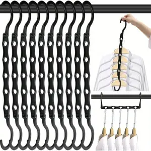 2pcs 5 Holes Plastic Curved Shape Windproof Drying Hanger for Clothes, Apartments, Dorms, and Home - Foldable