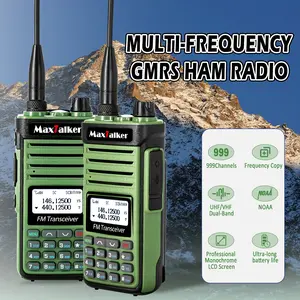 2pack MaxTaker Radio P15 Ham Radio 10W Long Range Handheld NOAA Weather Receiver 2200mAh Battery Rechargeable Walkie Talkies with Programming Cable,Type-C Charging
