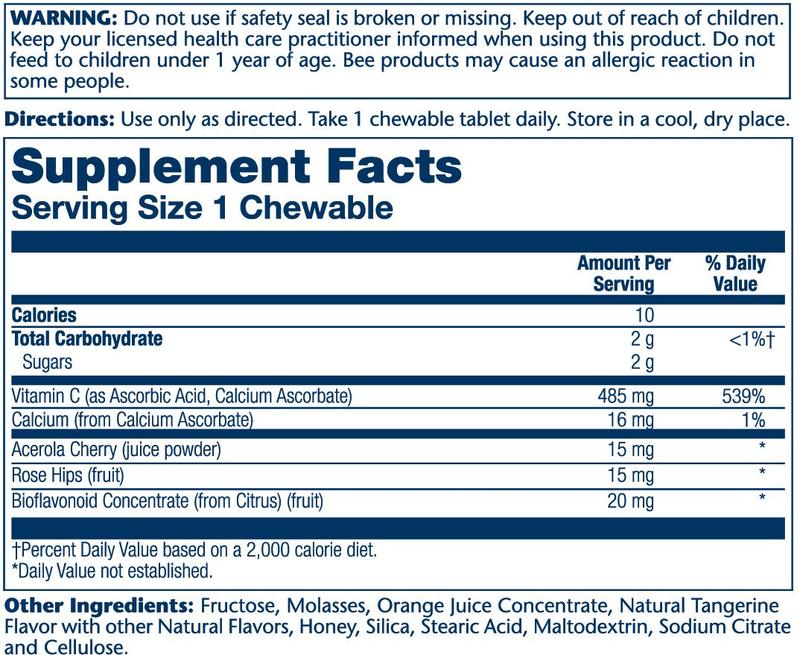 Solaray Vitamin C 485 mg Buffered Chewables with Natural Orange Flavor 100 Count for Immune System Support & Collagen Health