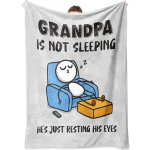 【Father's Day】Funny Birthday Gift for Dad Husband "Dad Is Not Sleeping" Flannel Blanket Super Soft Throws From Daughter Son For Couch Napping Cozy Art Warm Flannel Material For Bed Sofa Room Adults Teens Men Humorous Joke Gift Fathers Day All Season
