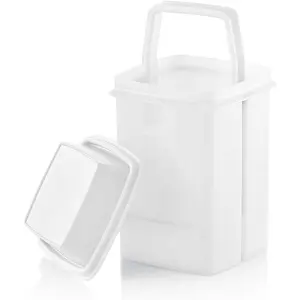 Pickle Container with Strainer -  Jalapeno Container for Mess-Free Storage of Condiment  - Pickle Holder with Easy to Open Lid Design (White)