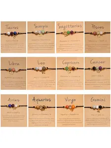 Handmade Beaded Crystal Bracelet Set, Stacking Bracelet, Zodiac Sign Design, Colorful Couple Jewelry Gift, Perfect Birthday Present for Friends