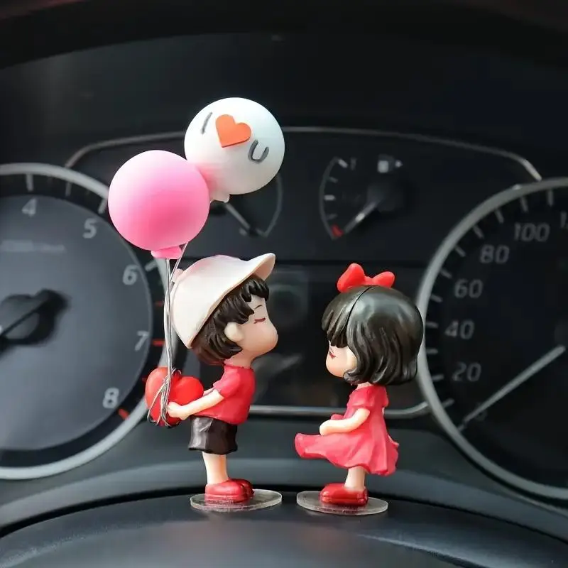Cute Couple Statue Car Decoration, Car Accessories for Girls, Car Stuff, Cartoon Couple Car Decorative Ornament, Car Decor for Girls, Car Gadgets, Car