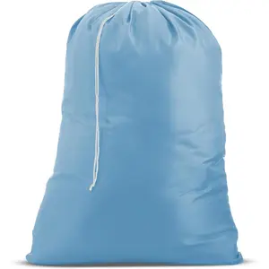 Nylon XL Laundry Bag - Locking Drawstring Closure, Machine Washable, These Large Bags Will Fit a Laundry Basket and Strong Enough to Carry up to Two Loads of Clothes (Light Blue| 30" x 40")
