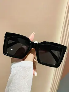 1 Pair Summer Square Frame Glasses, New Personality Travel Accessories for Women & Men, Lightweight Pc Material and Durable Outdoor Glasses for Daily Use