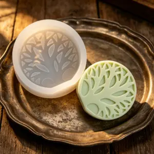 1pc 3D Simple Tree of Life Candle Silicone Molds, DIY Big Tree Shaped Candle Plaster Ornament Cake Mold for Making Candle Resin Pillar Aromatherapy Gypsum Candles Wax Soap Flower Clay Craft