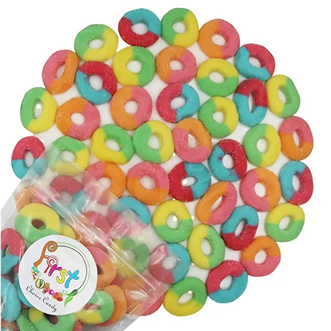 SOUR ASSORTED NEON GUMMY RINGS 2LB BAG SOUR ASSORTED NEON GUMMY RINGS 2LB BAG