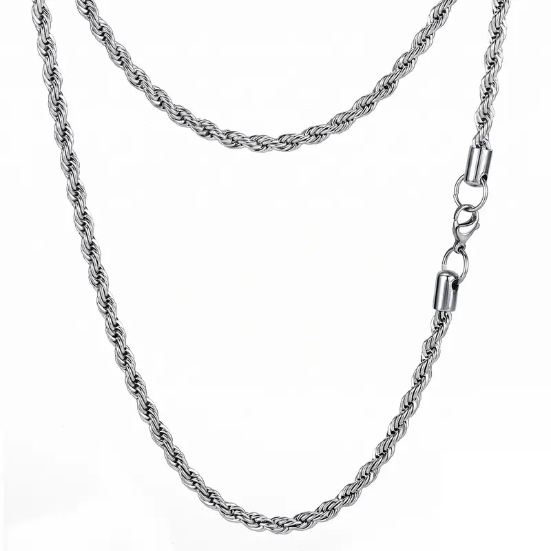 Unisex Polished Stainless Steel Twisted Wire Rope Choker Necklace - 2.5/3mm, 18-24in, Fashion Minimalist, Smooth Metal Weave, Durable No-Pendant Accessory, Tarnish-Resistant, Father’s Day Gift, Casual Everyday Upgrade, Necklaces for Women