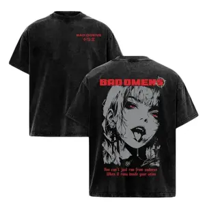 Bad Omens Burning Out T-shirt – Vintage Washed Heavy Cotton Oversize Unisex Rock Band T-Shirt, Anime Girl Face Graphic Top, Alternative Metal Tour 2026Streetwear, Retro Music Fan Gift, Emo Grunge Aesthetic Merch