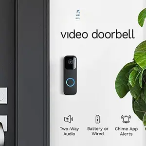 Like-New Video Doorbell (newest model), Two-way audio, HD video, motion and chime app alerts and Alexa enabled - wired or wire-free (Black)