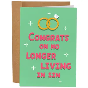 Funny Wedding Cards - Individual Funny Wedding Day Greeting Card - Engagement Cards - Made in the United States