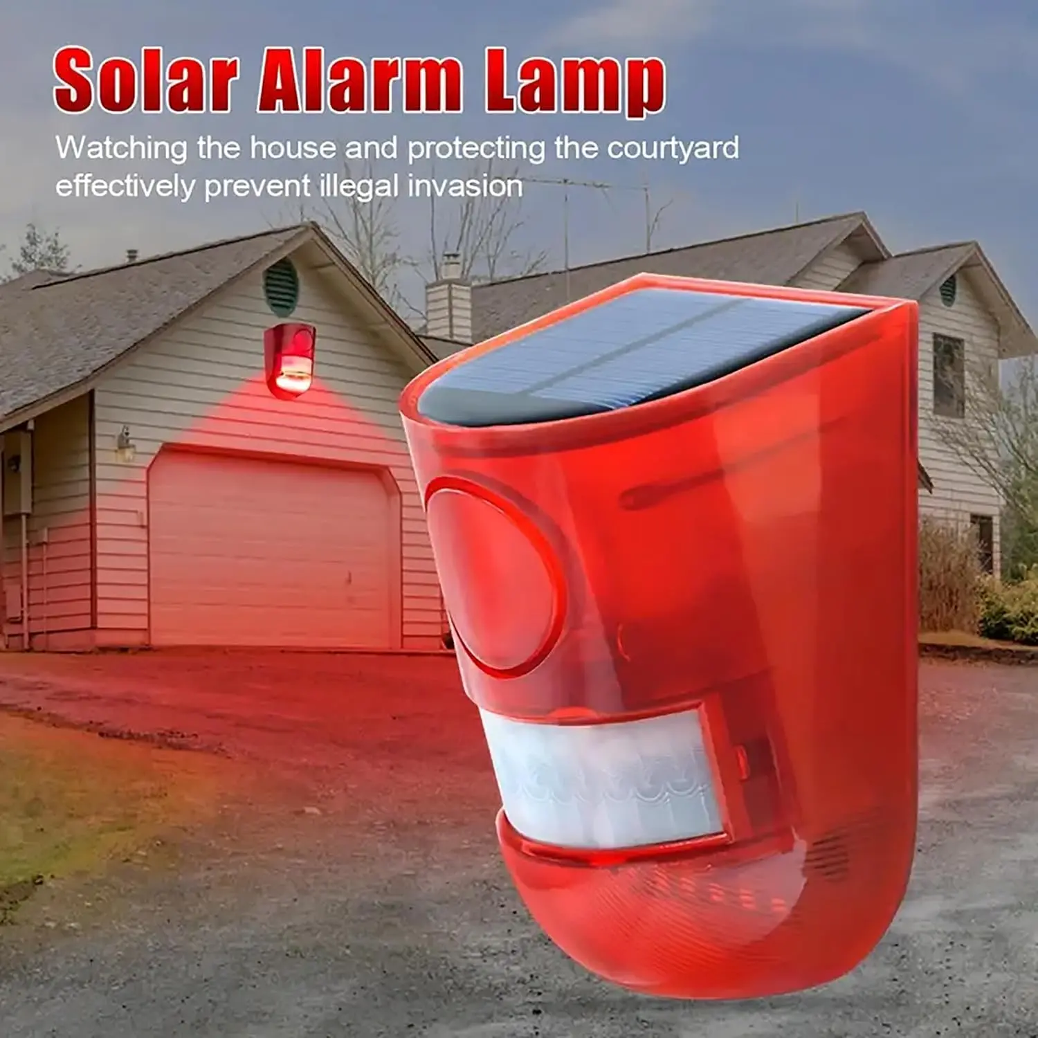 Outdoor Motion Sensor Alarm, 129dB Loud Siren, Solar Powered Alarm with 6-Flashing LED Alarm Lamp, Wireless No-Wiring Installation, Eco-Friendly Outdoor Security Alarm for Farms, Driveways, Chicken Coops & Outdoor Use