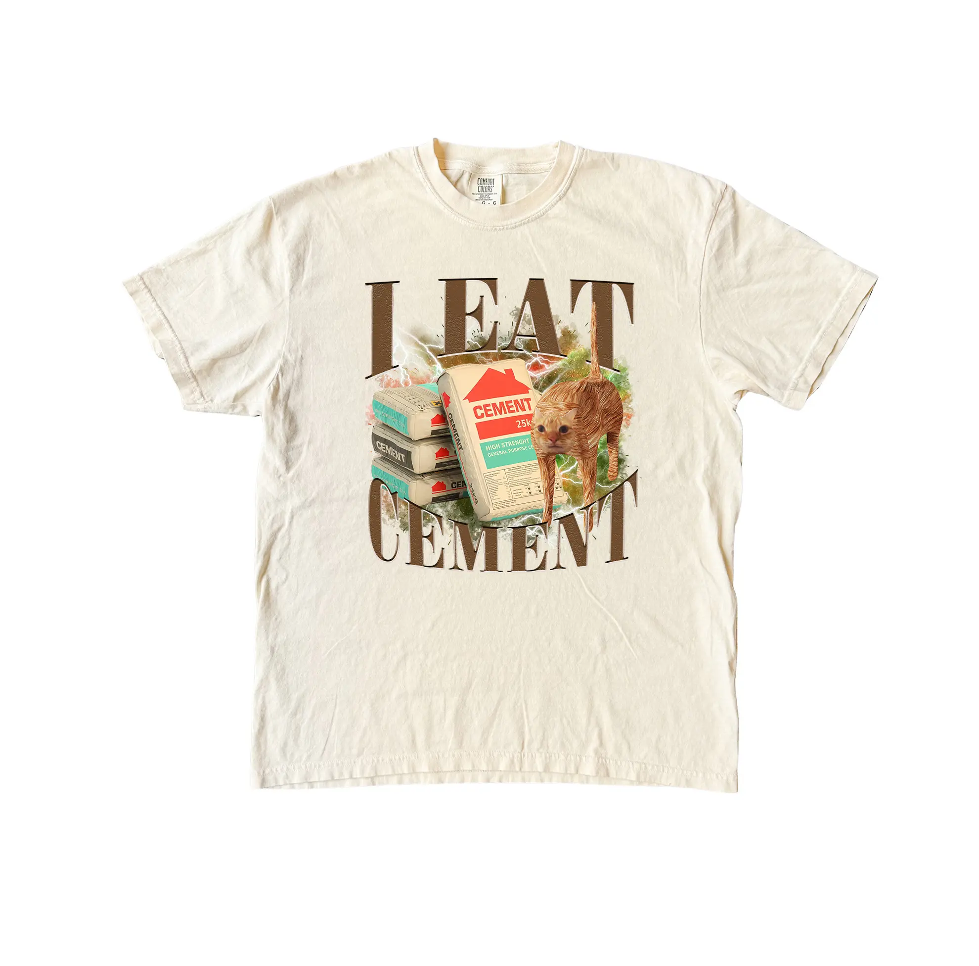 Meme I Eat Cement Funny Tshirt, Comfort Colors Meme Tees, Womens Shirts, Weird Graphic Tees, Shirt Fit Top