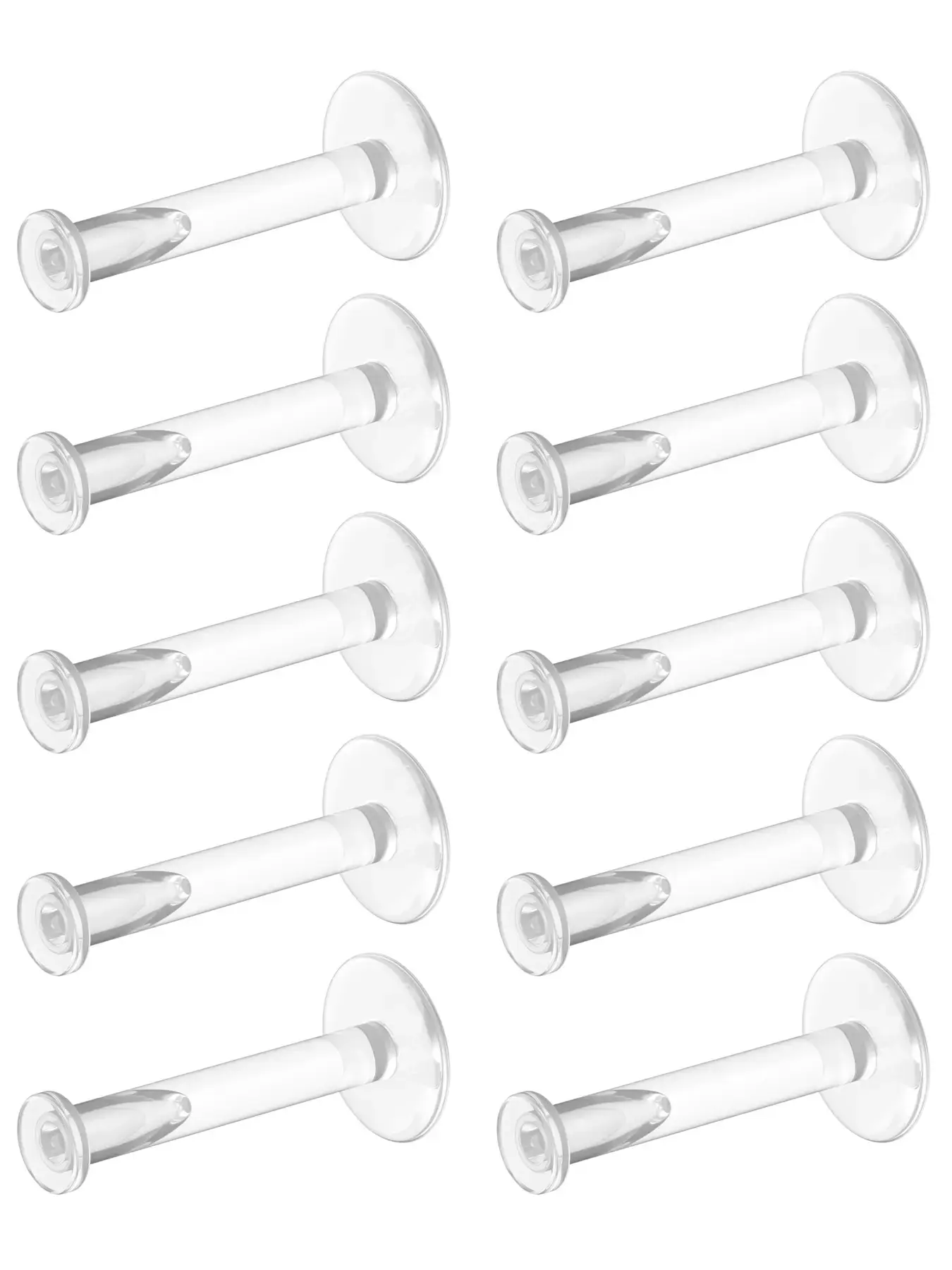 16g Clear Earrings for Sports, Work, Surgery - Body Jewelry Bioflex Labret Clear Piercing Retainers 10pc Set Piercings Kits - Plastic Clear Piercings Stud Earrings for Cartilage Helix Tragus Lip Medusa Monroe (6mm, 8mm, 10mm, 12mm)