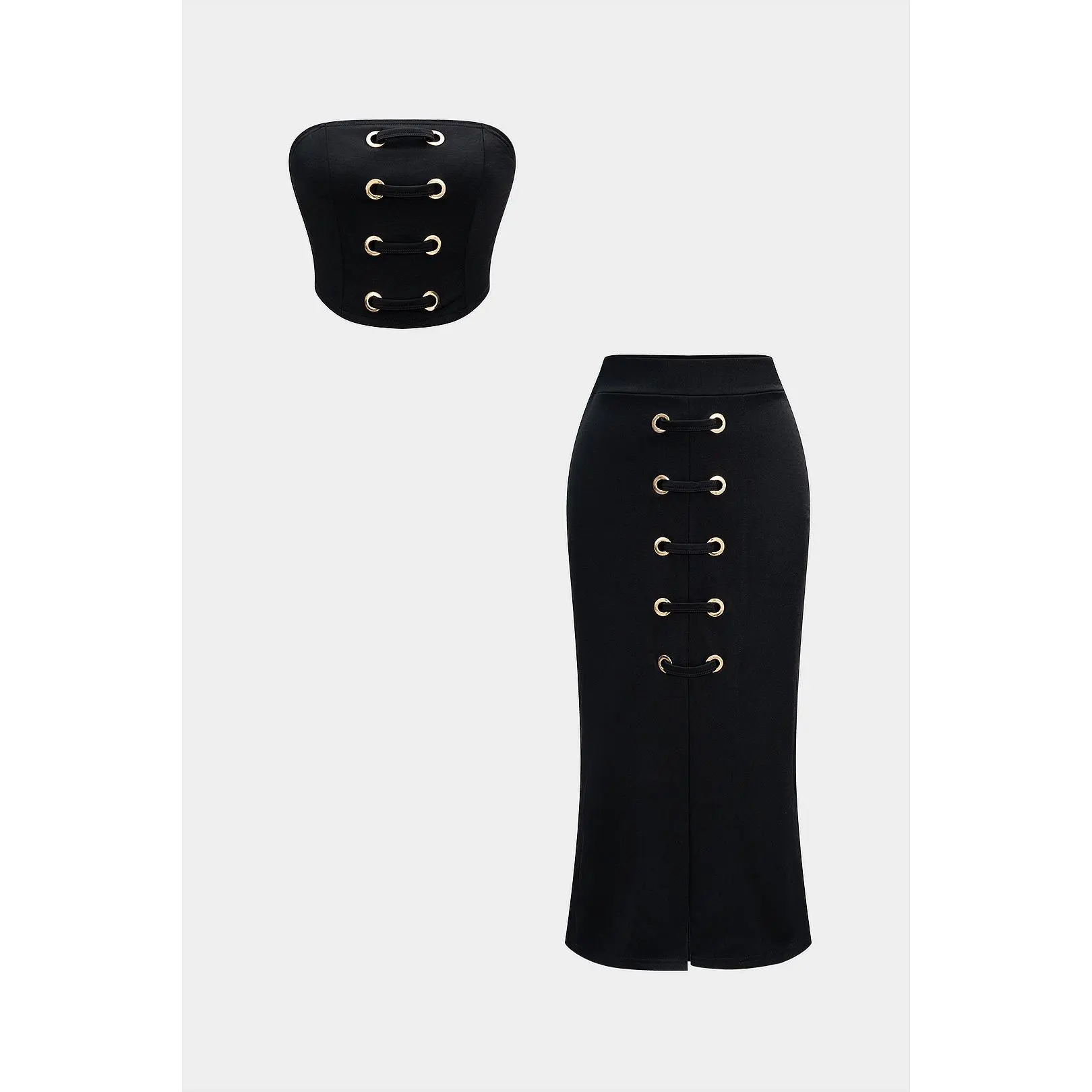 Metallic Tube Top And Skirt Set