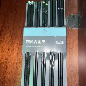 HomeSoGood 5 Pair Japanese Style Black Non-Slip Food Grade Alloy Chopsticks Cutlery Tableware (9.5-Inch) with Reusable Design Modern Kitchen