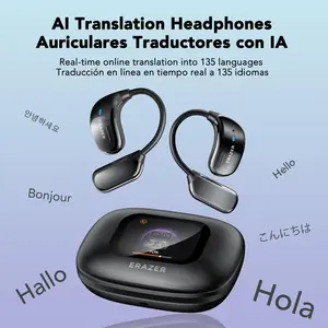 ERAZER XF23 AI translation earphones OWS earbuds, UVC ultraviolet disinfection, touch screen earphones, wireless Bluetooth earphones, HIFI stereo earphones for gaming, travel and sports, built-in microphone