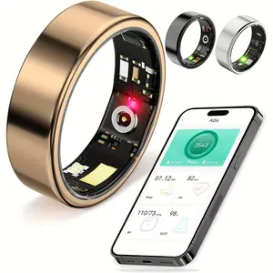 Smart ring, sleep tracking, motion monitoring, compatible with iPhone and Android, smart gift, suitable for women and men Health Fitness touch new Rose Gold Smart Sleep and Fitness Ring