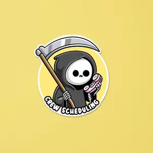 Crew Scheduling Reaper | Flight Attendant Funny Sticker | SomeFlyStuff