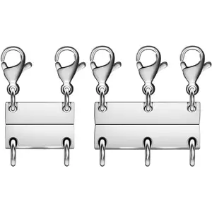 Layering  Necklace Clasps,  Necklace Clasps for Layering, Multiple Necklace Clasp Converter,  and  (2Silver+3Silver A)