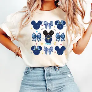 Youth + Adult Coquette Cruise Bow Shirt, Cute Mouse Inspired Tee, Kawaii Vacation Outfit, Retro Comfort Colors Style, Travel Gift