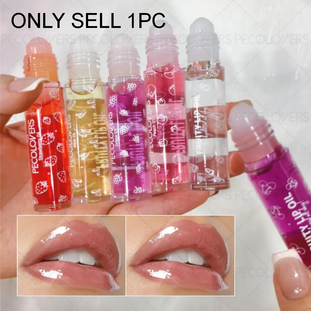 1PC Fruit Smell Hydrating Lip Gloss, Nourishing, Long-Lasting, Transparent, Roll-on Lip Oil Lip Makeup, Lip Gloss Stick