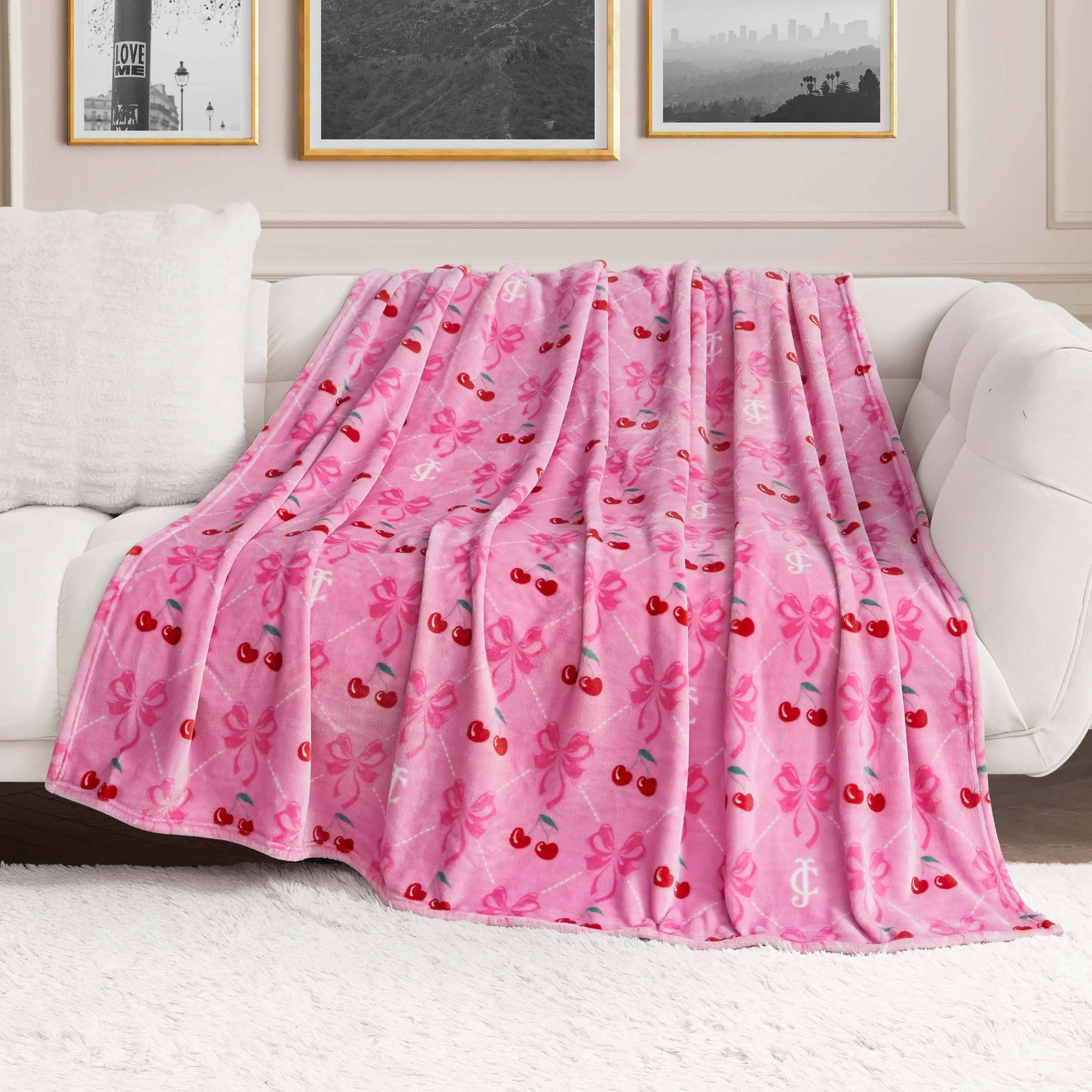 Juicy Couture Plush Oversized Throw Blanket, 60" x 70"