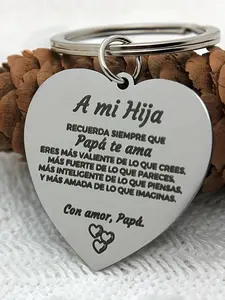 Sentimental Keychain, Stainless Steel Keychain for Daughter, Fashion Accessories for Women & Men, Trendy All-match & Exquisite Keychain for Birthday Gift, Personalized Heart Tag