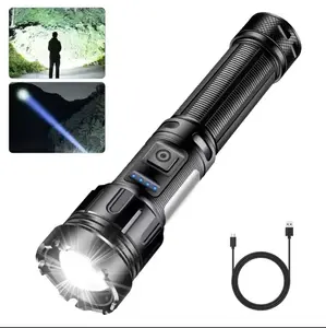 Rechargeable Flashlights, High Lumens Super Bright LED Flashlight, Tactical Handheld Flashlight with COB Sidelight, 7 Modes, Zoomable, Waterproof