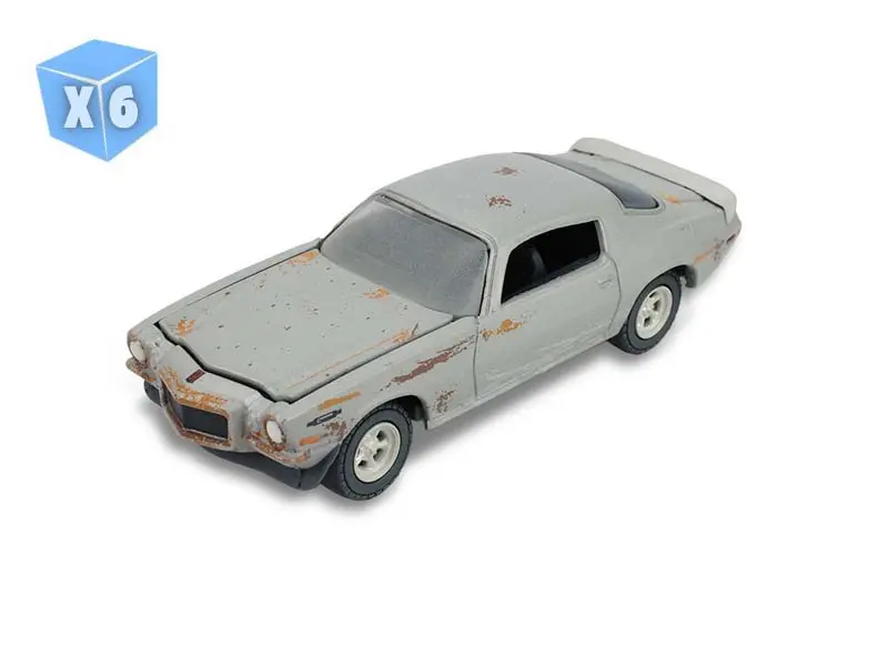 6 PACK 1970 Chevrolet Camaro – Cortez Silver Unrestored w/ Tool Cart and Creeper (The Hobby Shop Series 17) Diecast 1:64 Scale Model - Greenlight 97170C