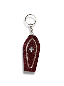 Gothic Coffin Keychain - Solid Funky Acrylic Spooky & Stylish Epoxy Resin Charm 3.5 Inches Long Perfect for Gothic Souls and Gifts