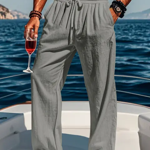 Unisex Loose Linen Yoga Pants, Drawstring Waist Design, Perfect for Home Exercise & Casual Wear, Comfortable & Stylish, Drawstring Sport Pants, Fitness Bottoms
