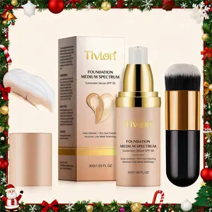 Tivlon Color Changing Foundation Concealer Set 30ML, Includes Foundation Brush, Long Lasting Moisturizing Coverage, Waterproof Sunscreen, All Skin Types