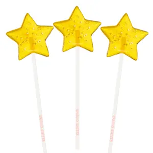 Sparkly Yellow Star Lollipops - Peach (24 Pieces)