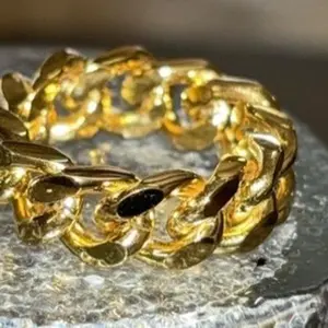 Stainless Steel Cuban Link Ring Non Tarnishing Comfortable Fit Durable Jewelry Gift