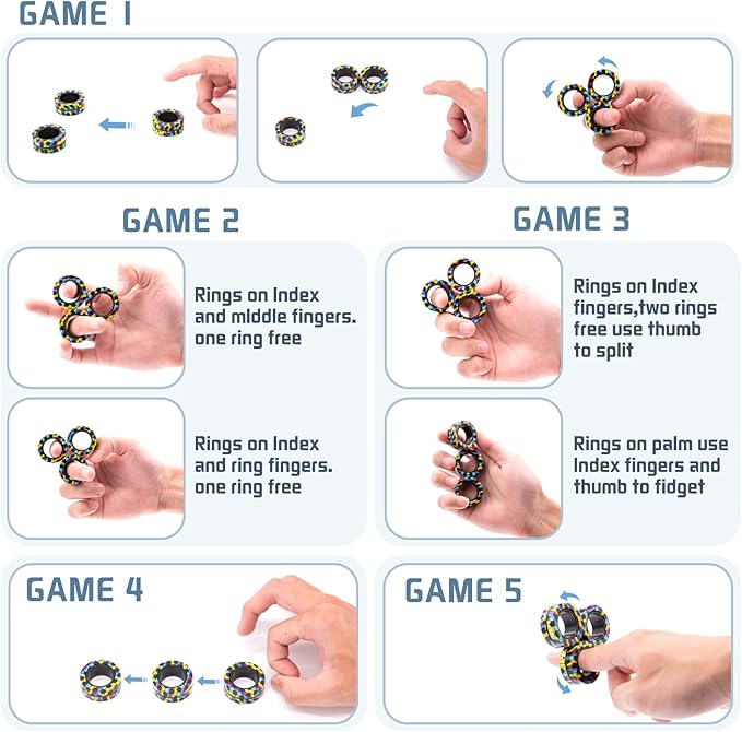 Magnetic Fidget Rings Set (3PCS) ADHD Fidget Toys for Adults & Kids Anxiety Relief Magnetic Spinner Rings Sensory Fidget Pack for Stress Relief Desk Toys Gift for Teens & Adults Magnetic Fidget Rings Set (3PCS) ADHD Fidget Toys for Adults & Kids Anxiety Relief Magnetic Spinner Rings Sensory Fidget Pack for Stress Relief Desk Toys Gift for Teens & Adults