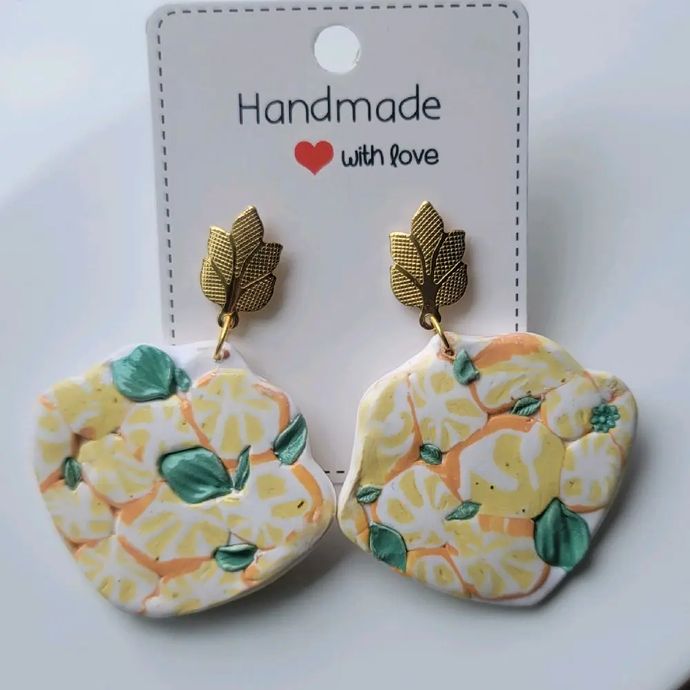 Handmade Polymer Clay Lemon Design Earrings - Hypoallergenic & Lightweight - Unique Handcrafted Jewelry, perfect for summer!