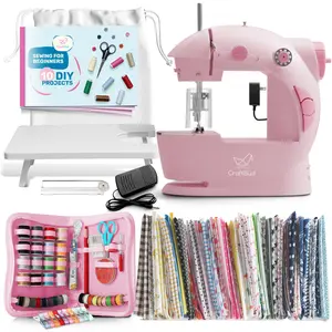 Mini Portable Sewing Machine & Complete Supplies Kit for Beginners and Kids  - 122 Piece