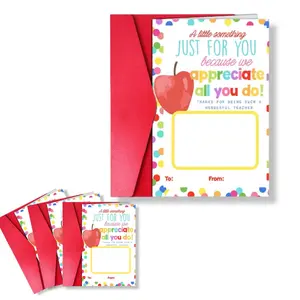 Set of 4,Teacher Appreciation Gift Card Holders - Thank You Cards for Teachers, Coaches, and Assistants - Colorful Polka Dot Design for End of Year, Teacher's Week - No Battery Required,cards for the teacher, Stationery, Express Gratitude