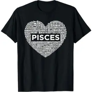 Pisces Love Heart Facts Traits Horoscope Zodiac Sign T-Shirt