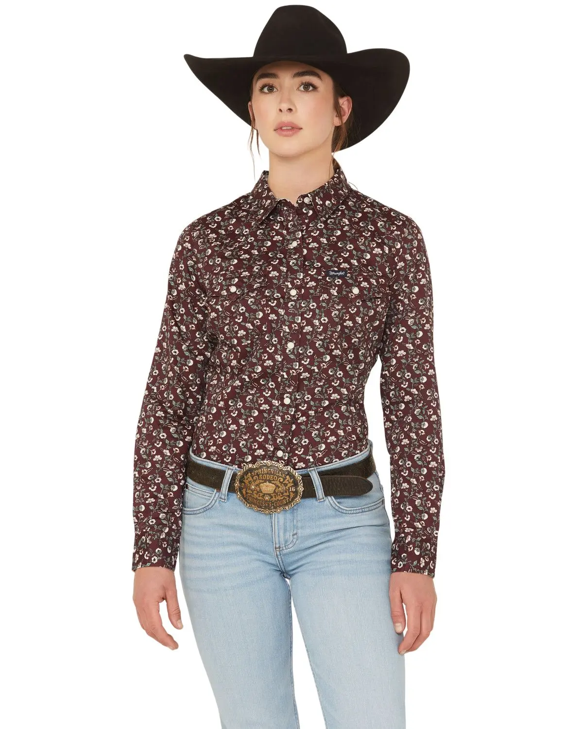 Wrangler Women's Retro Women'S Floral Print Long Sleeve Snap Western Shirt - 112367231
