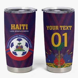 [ FAST SHIP 5Days] Custom Afro Haiti Football Tumbler Cup Come On Les Grenadiers LT01