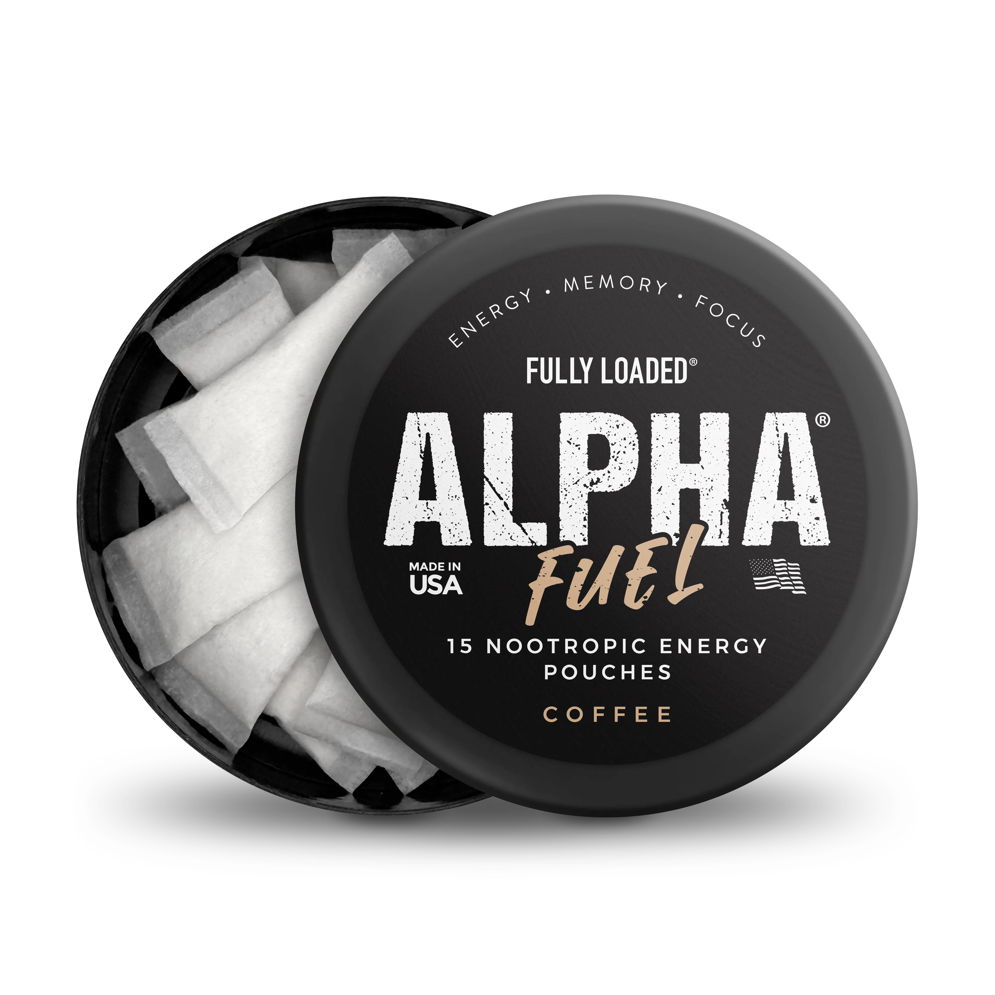 ALPHA Fuel Nootropic COFFEE Energy Pouches by Fully Loaded - Energy, Focus, Memory - Sugar Free Sport Beverage Flavor Vanilla
